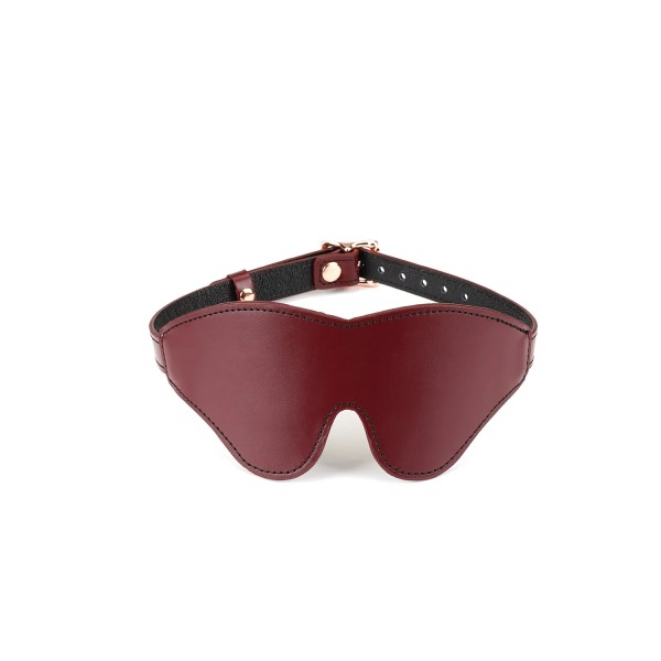 Leather Blindfold with Rose Gold Buckle, Wine Red