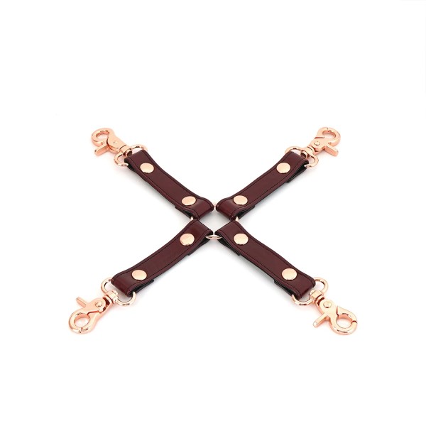 Leather Hogtie with Clips, Wine Red