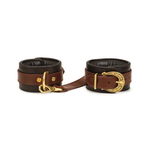 Leather Handcuffs with Vintage Gold Hardware, The Equestrian Collection