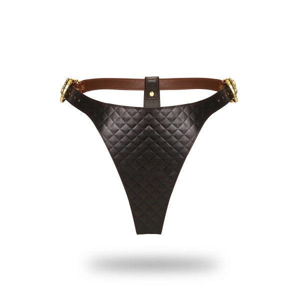 Leather High Rise Thong with Vintage Gold Hardware, The Equestrian Collection