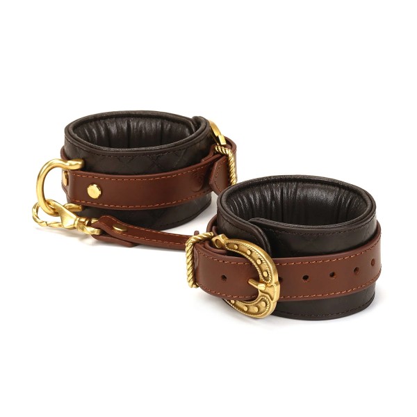 Leather Ankle Cuffs with Vintage Gold Hardware, The Equestrian Collection