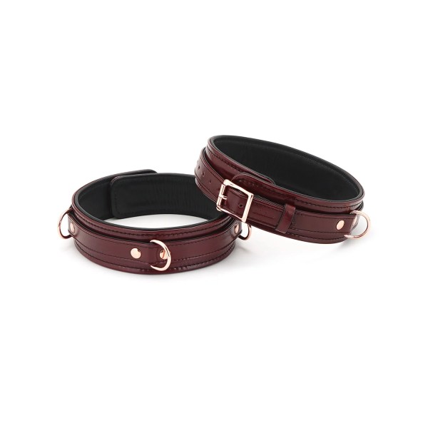 Leather Thigh Cuffs with Rose Gold, Wine Red (2 Sizes available)