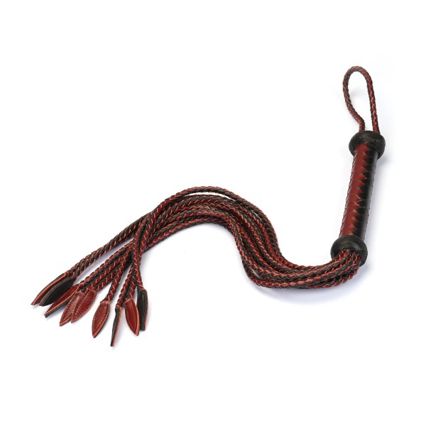 Leather Cat O' Nine Tails Whip, Wine Red